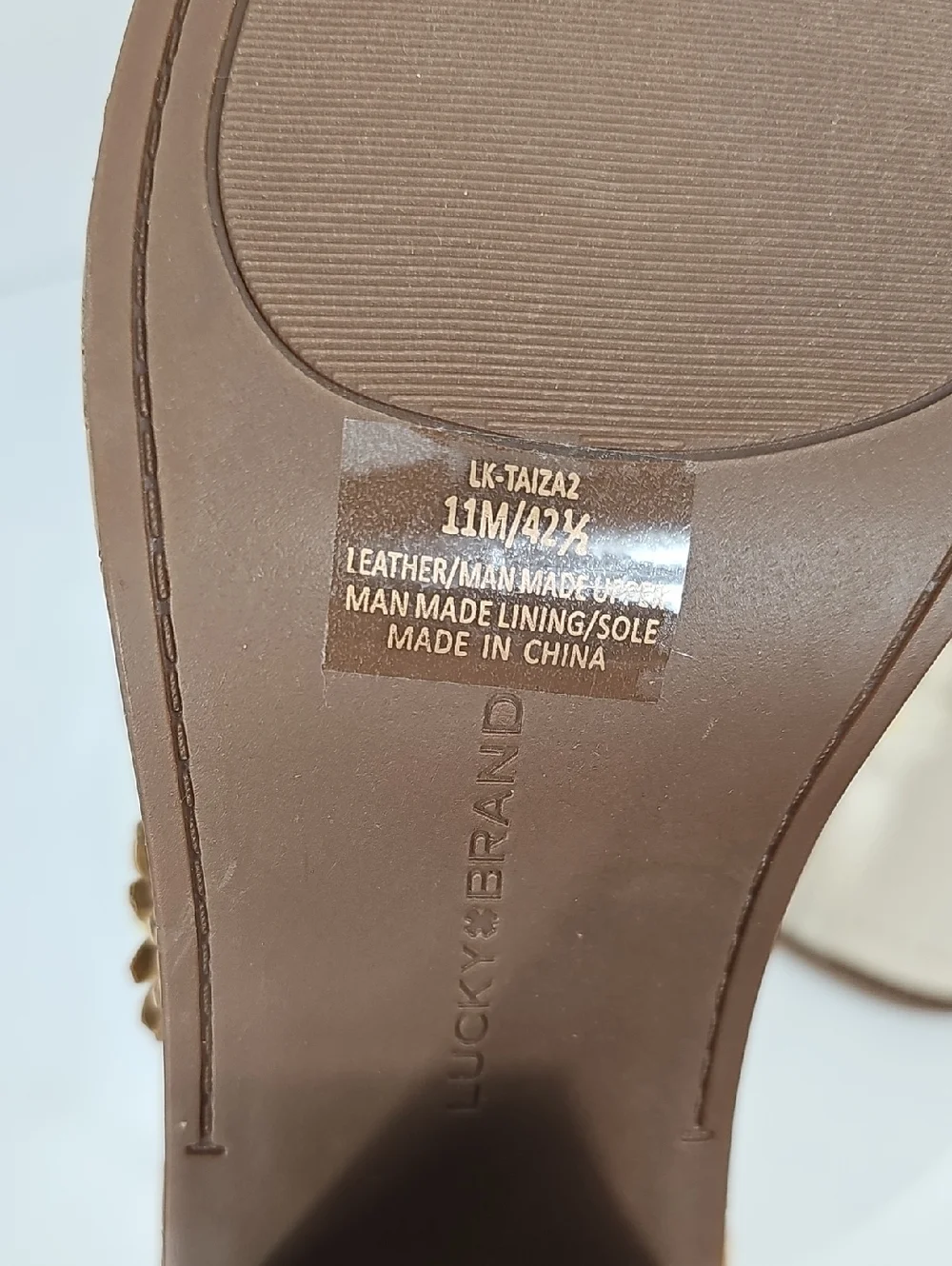 NIB Lucky Brand Taiza Daisy Floral Platform Sandals Cork Block Heel Cream 11